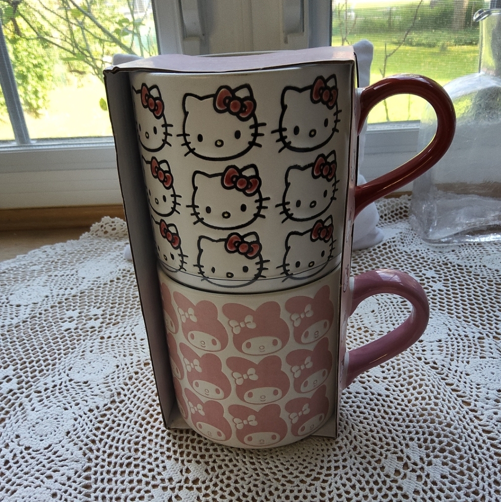 Sanrio Hello Kitty & My Melody Mug Set NEW